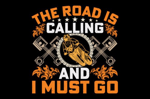 The Road is Calling Motorcycle Graphics for T-Shirt Designs